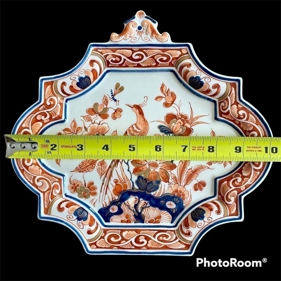 ROYAL DELFT Imari Bird of Paradise Plaque Scarce 1980s Vintage - Picture 8 of 11